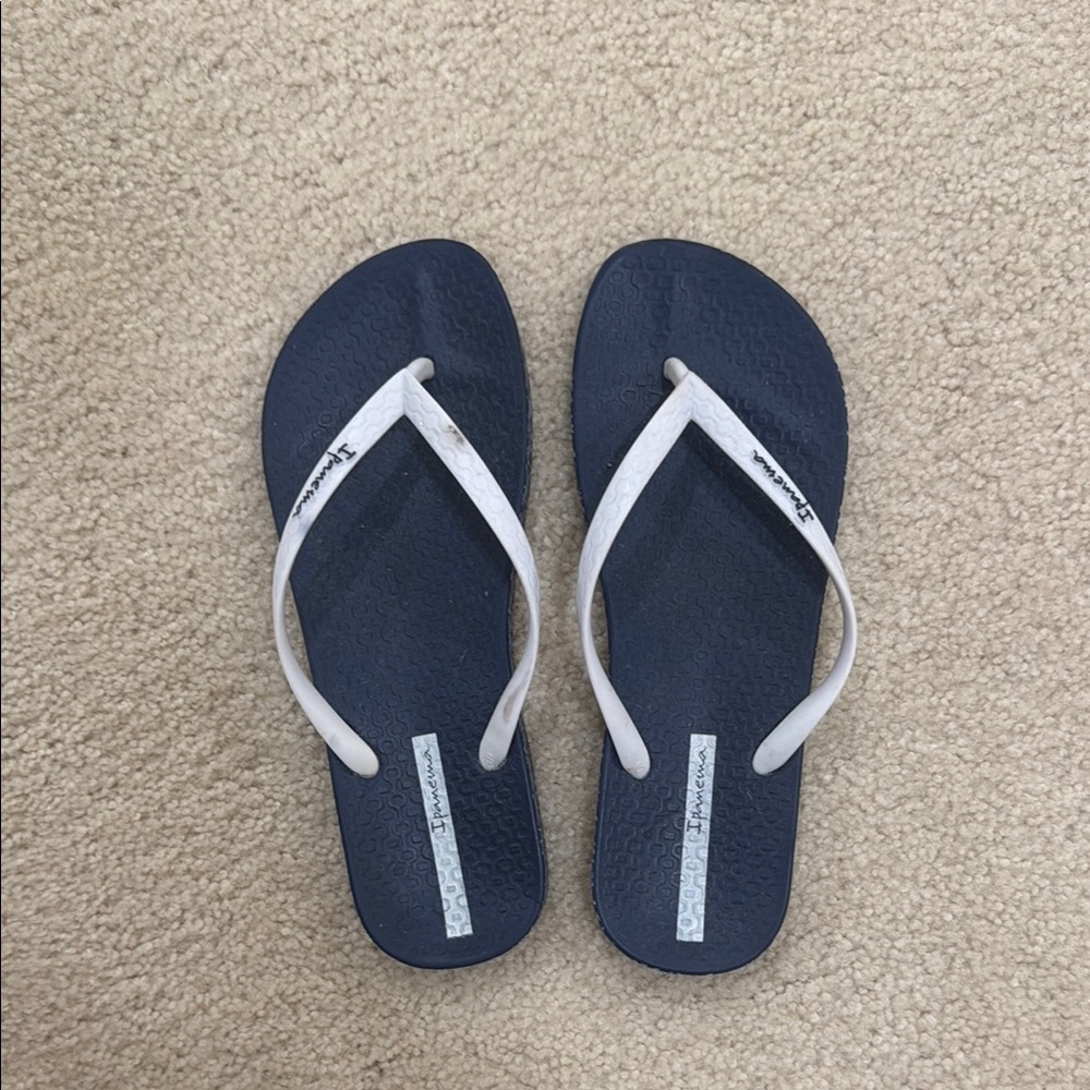 Ipanema Navy and White Flip Flops